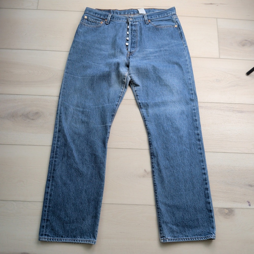 Levis 501xx Original Fit Jeans Mens 38x36 (Fits 36x32) Blue Denim Straight Leg